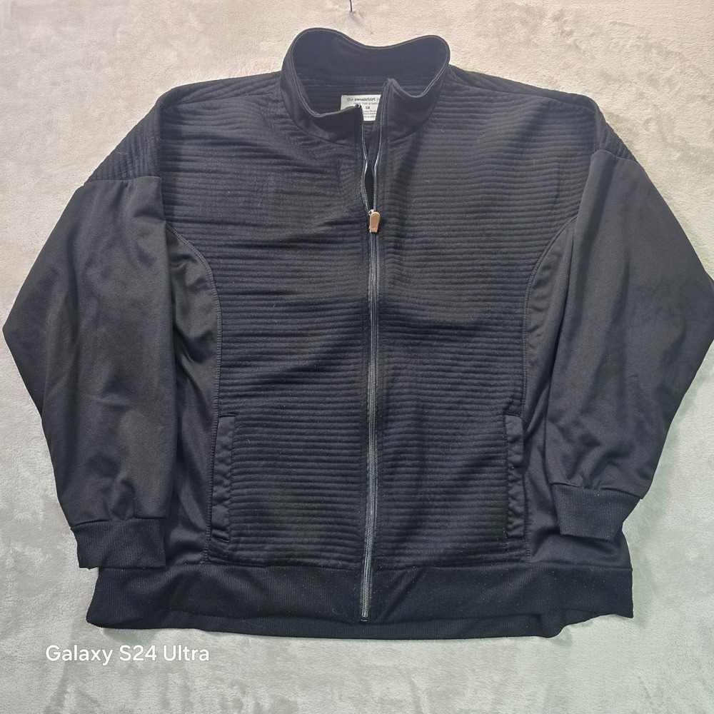 The Sweatshirt Project Bomber Jacket Womens 3X Black Stretch Ribbed Mock Neck
